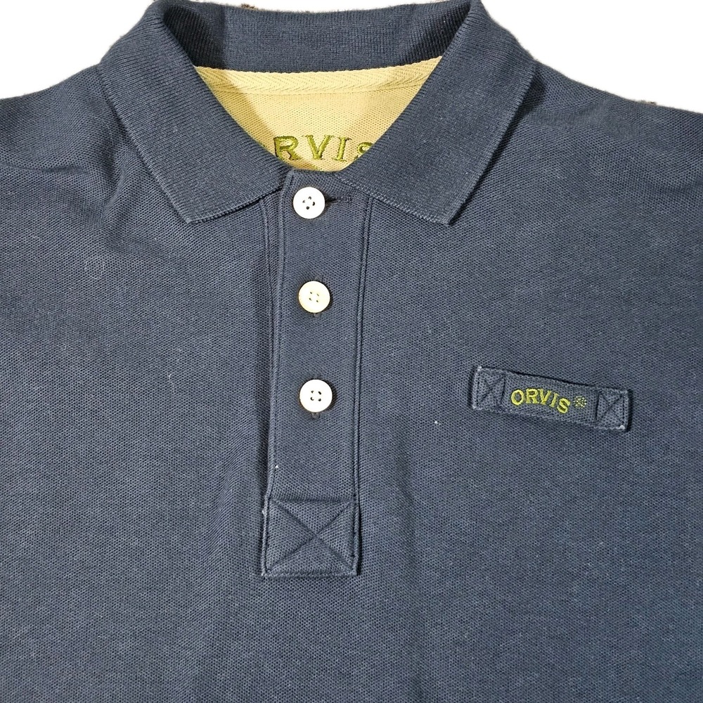 Orvis Signature Polo‎ Shirt Mens Small Heathered Blue Outdoor Fly Fishing Cotton